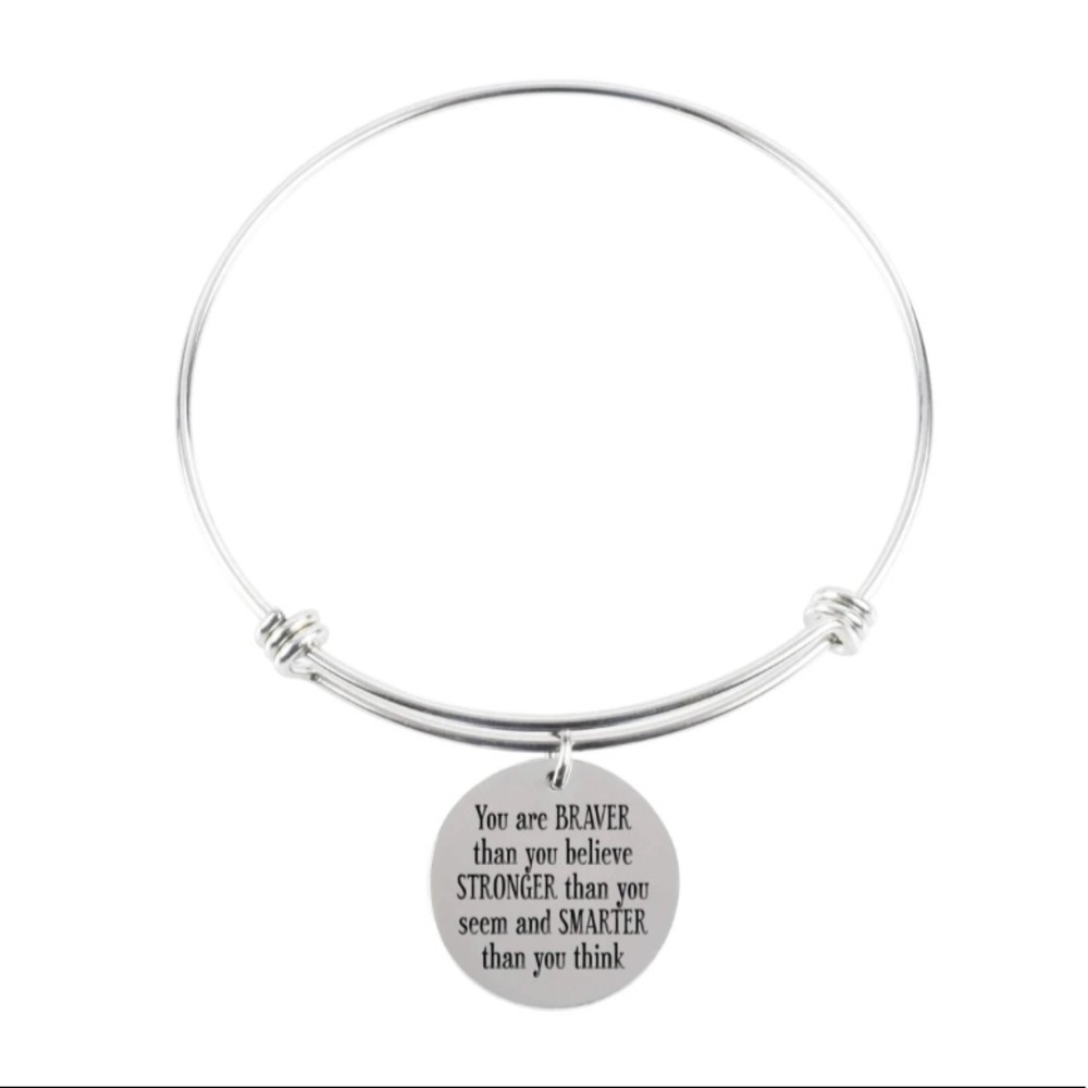 PinkBox Solid StainlessSteel Bangle-You are braver